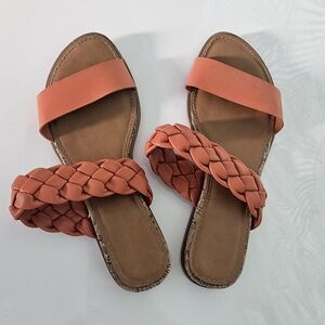 Elegant Coral Braided Sandals
